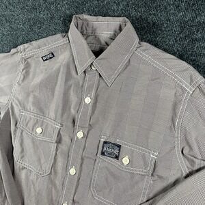 Akademiks Men's Long Sleeve Button Up Shirt Burgundy Micro Plaid Size S AR61-256